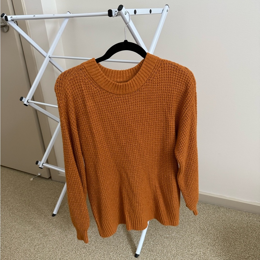 American Eagle Waffle Mustard Yellow Sweater